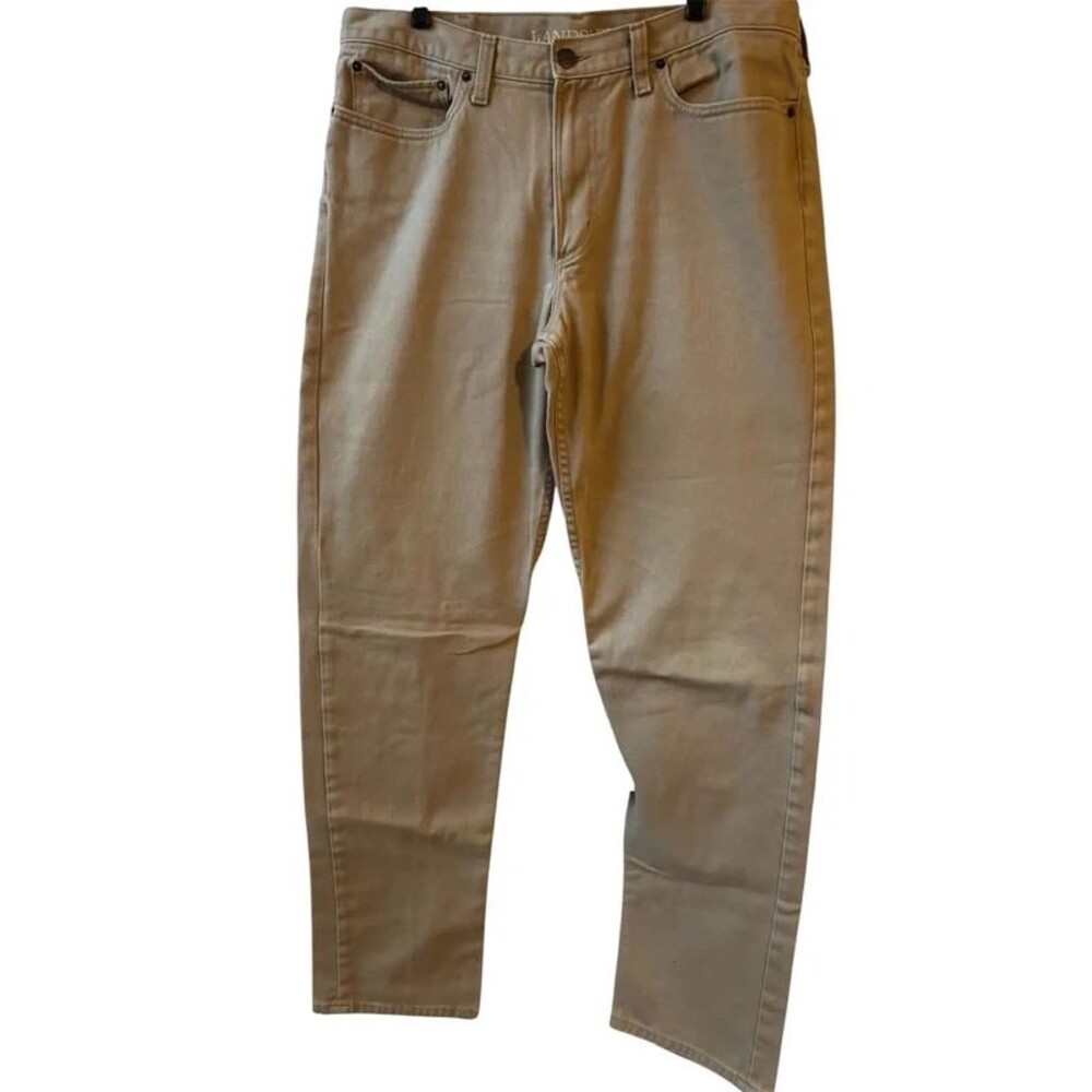 37 Lands' End Men's Traditional Fit 5-Pocket Pants 100% Cotton Tan Beige